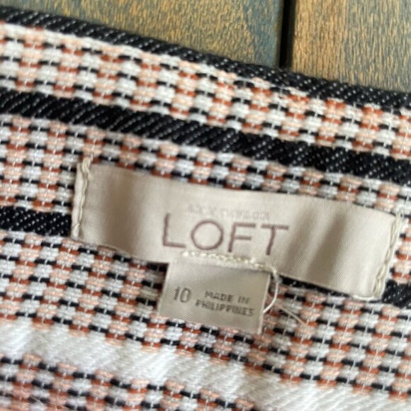 Ann Taylor LOFT Chevron Textured Mini Skirt Pink Black White - Size 10 (R8) - Picture 8 of 9